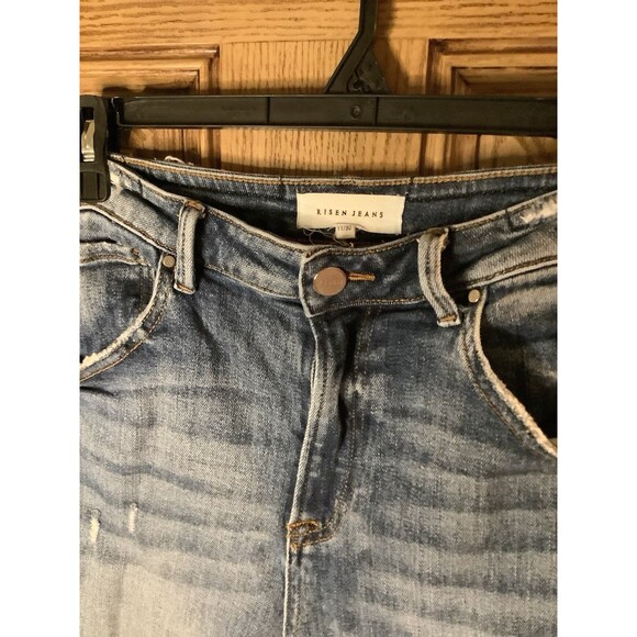 Risen jeans straight distressed denim jeans size 11/30 women's 26.5" inseam - Picture 2 of 5